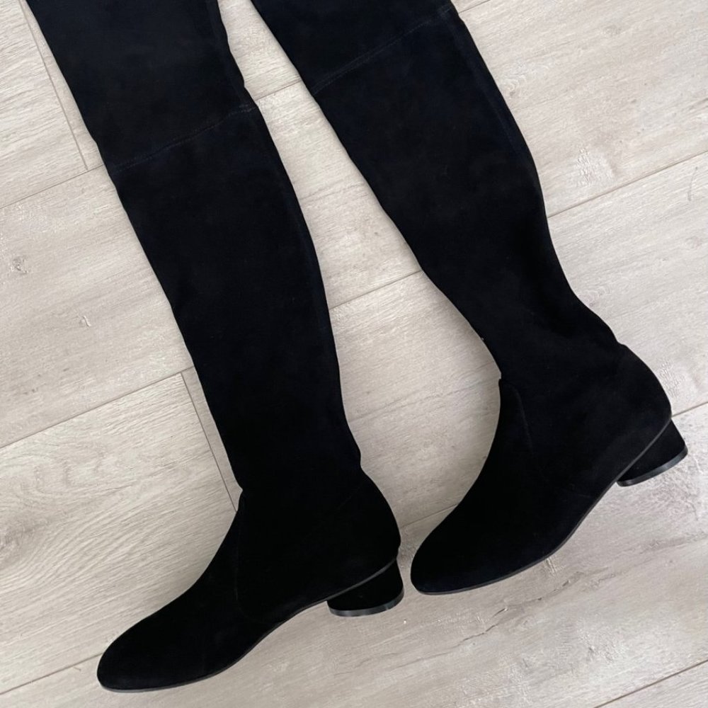 NEW STUART WEITZMAN boots Quebecland Suede Over The Knee Women's Black SZ 6.5 37